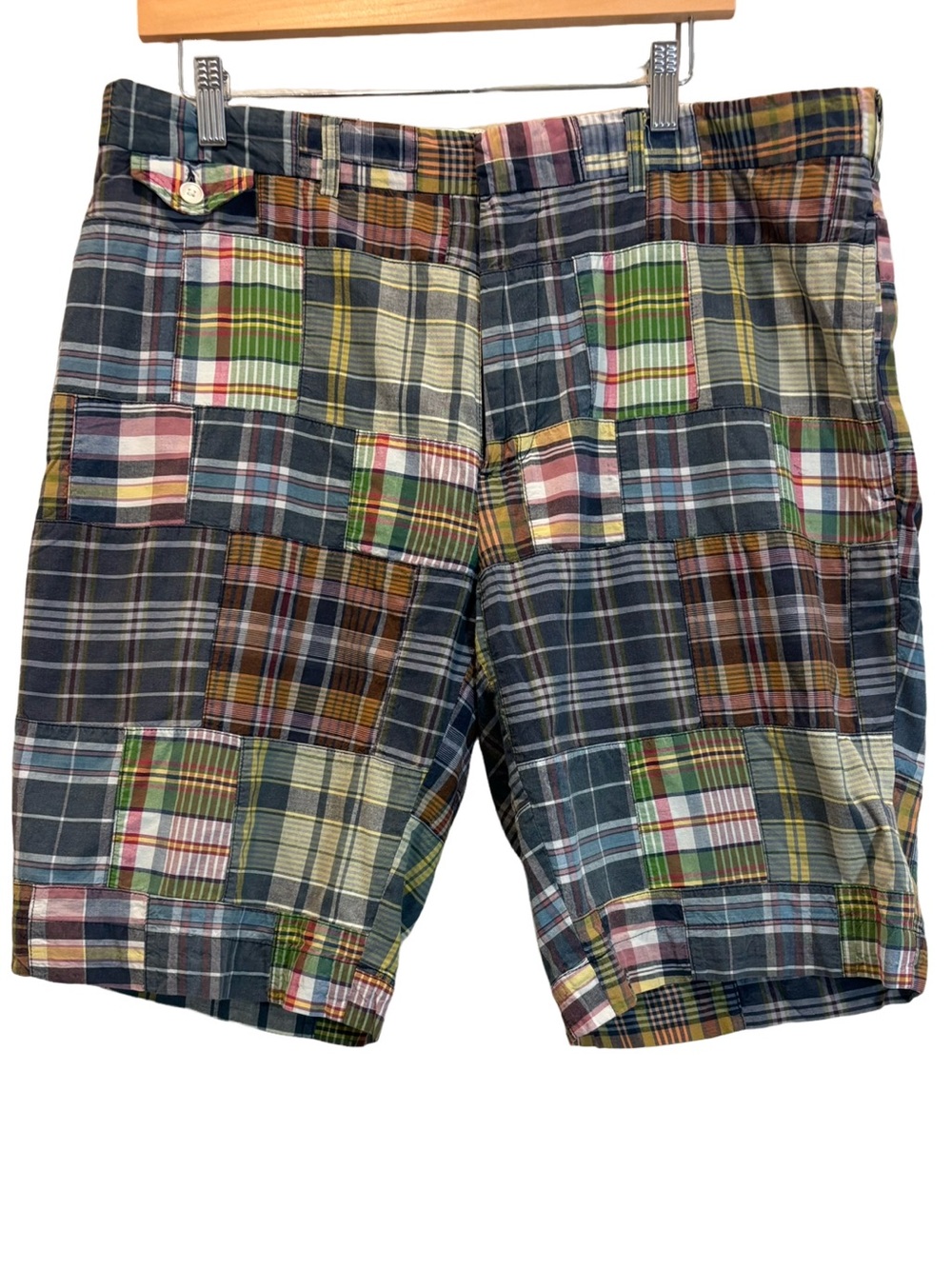 VTG Ralph Lauren Polo Sportswear Plaid Patchwork Madras Shorts Sz 36 Chino